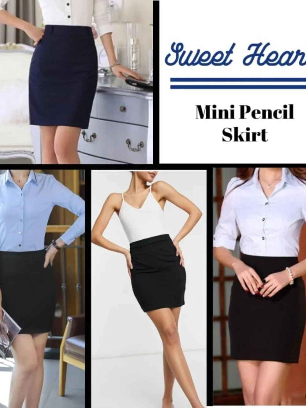 Women's Stretch Bodycon Pencil Mini Skirt Tummy Control High Rise